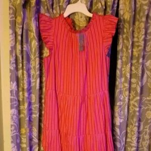 Tiered , Ruffle-sleeve, poplin dress